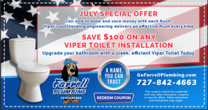 Upgrade Your Bathroom with Farrell Plumbing's July Promo: $100 Off Viper® Toilet