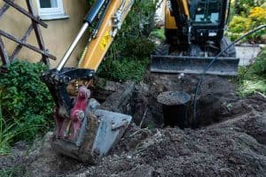 excavation during residential sewer line replacement