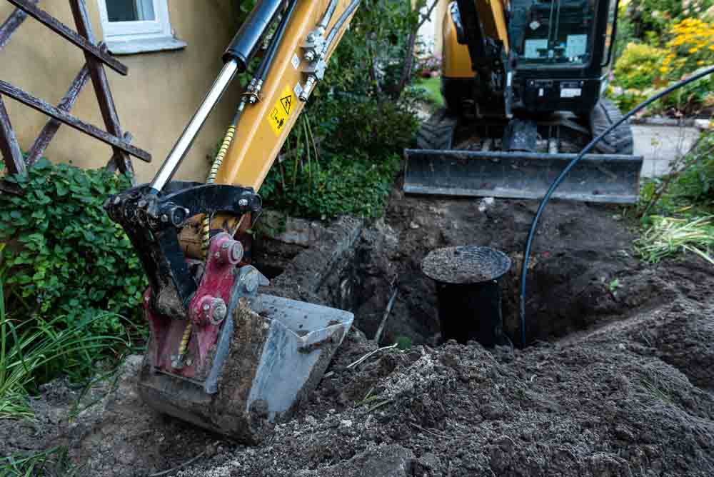 excavation during residential sewer line replacement