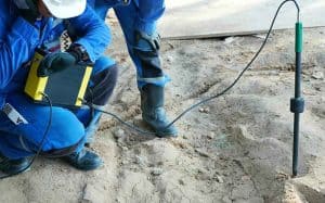 technician conducting underground leak detection